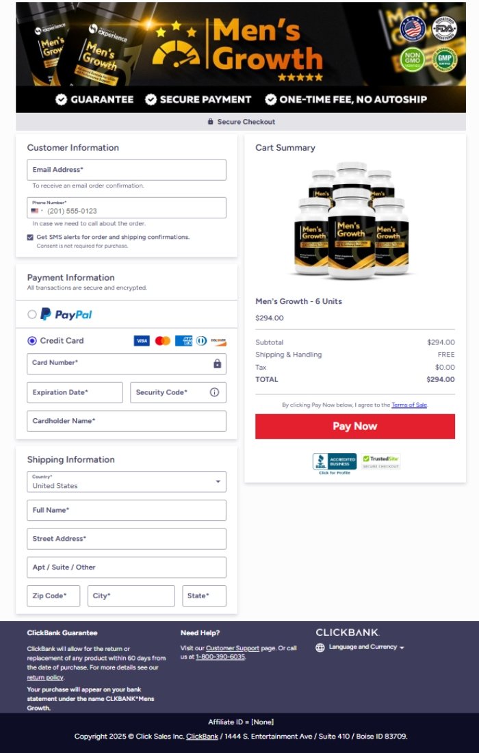 Men's Growth Official Website Secure Order Page